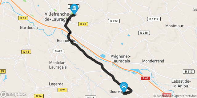 Itinéraire vers Villefranche-de-Lauragais