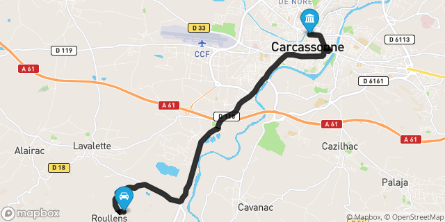 Itinéraire vers Carcassonne