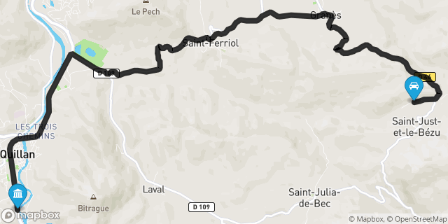 Itinéraire vers Quillan