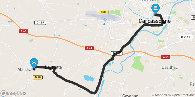 Itinéraire vers Carcassonne