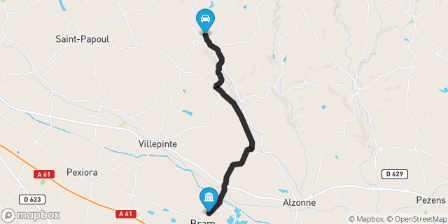 Itinéraire vers Bram