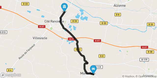 Itinéraire vers Bram