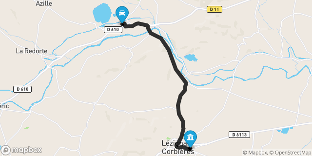 Itinéraire vers Lézignan-Corbières