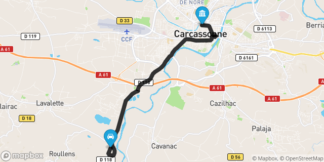 Itinéraire vers Carcassonne