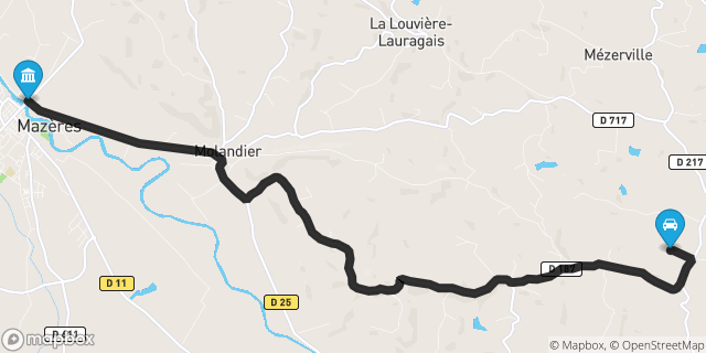 Itinéraire vers Mazères