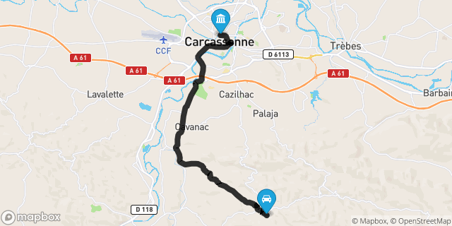 Itinéraire vers Carcassonne