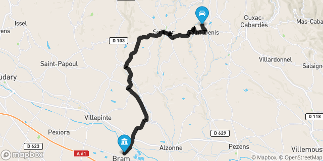 Itinéraire vers Bram