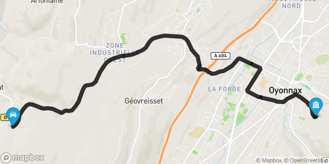 Itinéraire vers Oyonnax
