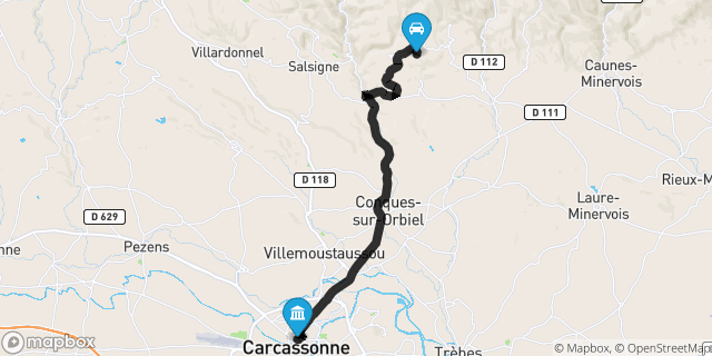 Itinéraire vers Carcassonne