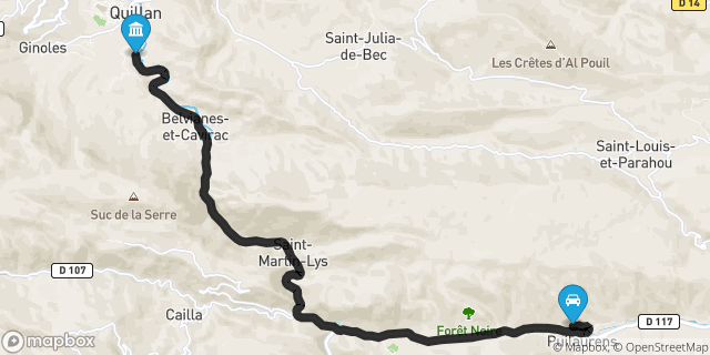 Itinéraire vers Quillan