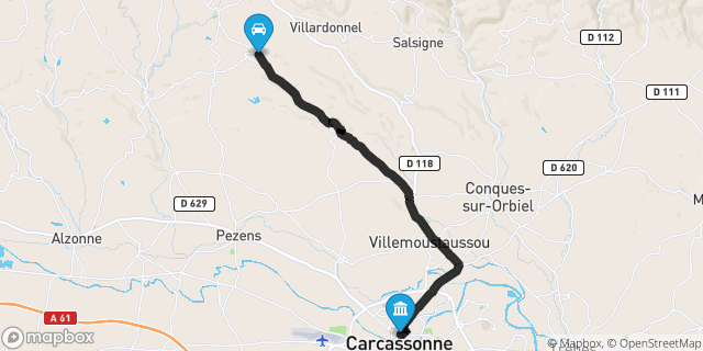 Itinéraire vers Carcassonne