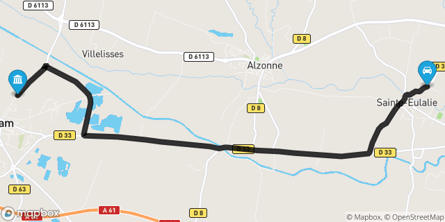 Itinéraire vers Bram