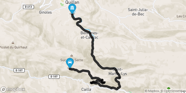 Itinéraire vers Quillan