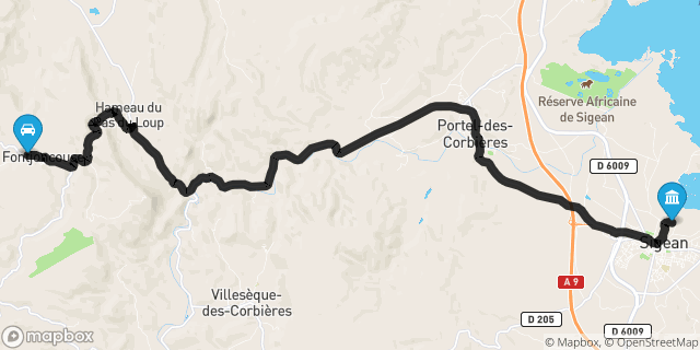 Itinéraire vers Sigean
