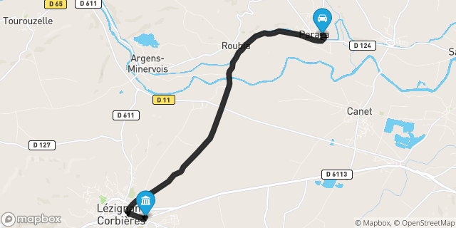 Itinéraire vers Lézignan-Corbières