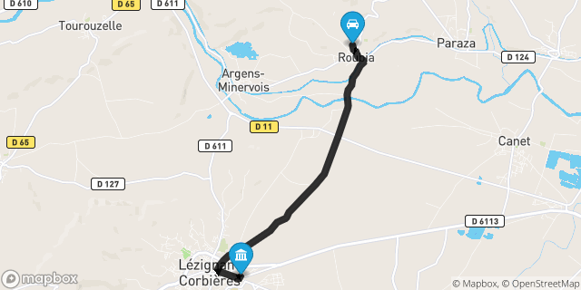 Itinéraire vers Lézignan-Corbières