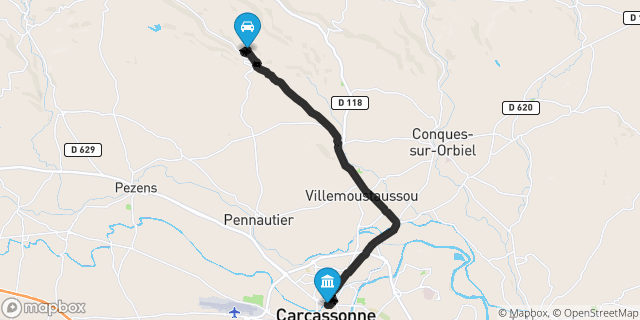 Itinéraire vers Carcassonne