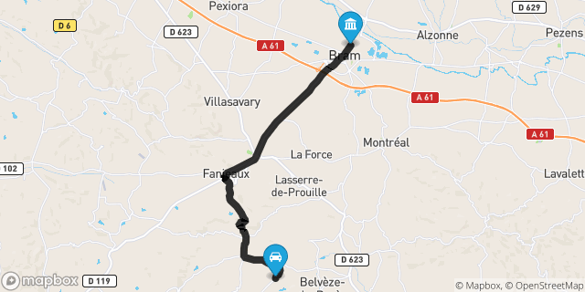 Itinéraire vers Bram