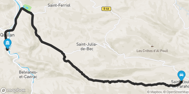 Itinéraire vers Quillan