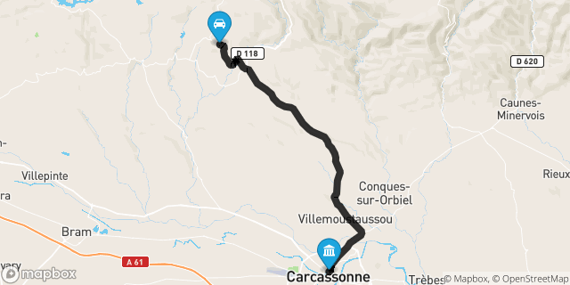 Itinéraire vers Carcassonne