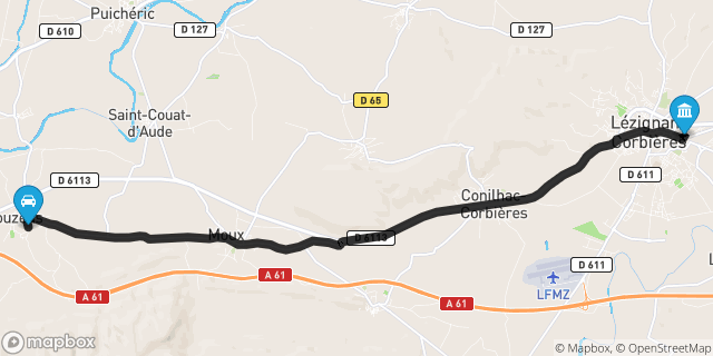 Itinéraire vers Lézignan-Corbières