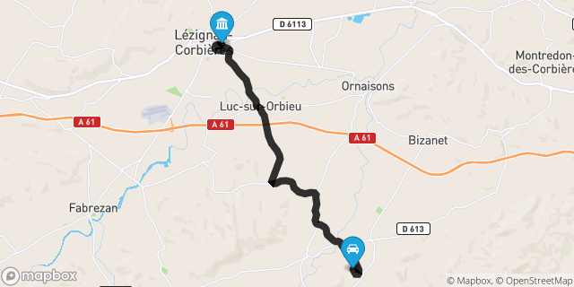 Itinéraire vers Lézignan-Corbières