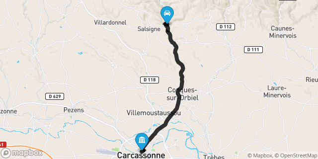 Itinéraire vers Carcassonne