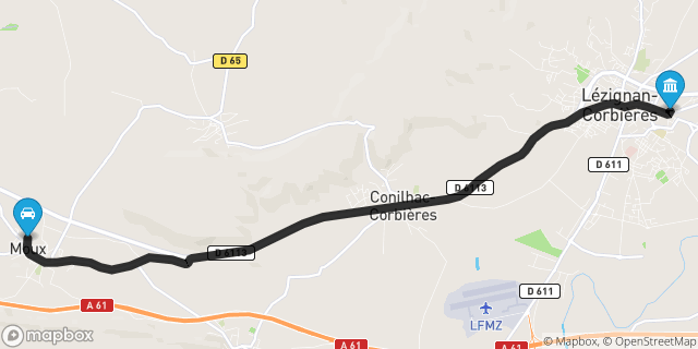 Itinéraire vers Lézignan-Corbières