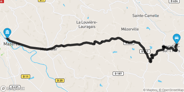 Itinéraire vers Mazères