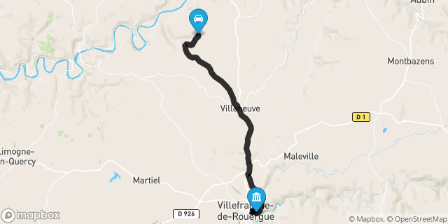 Itinéraire vers Villefranche-de-Rouergue