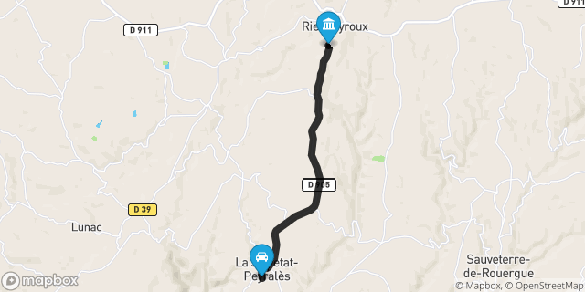 Itinéraire vers Rieupeyroux