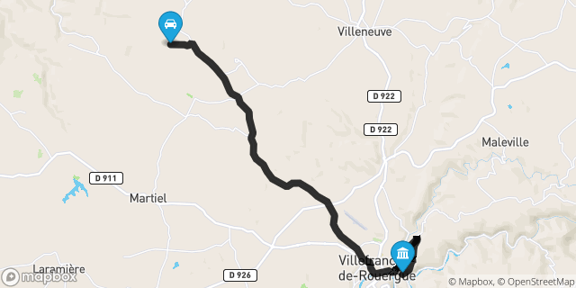 Itinéraire vers Villefranche-de-Rouergue
