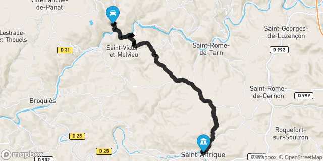 Itinéraire vers Saint-Affrique