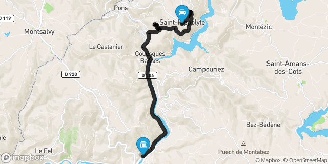 Itinéraire vers Entraygues-sur-Truyère