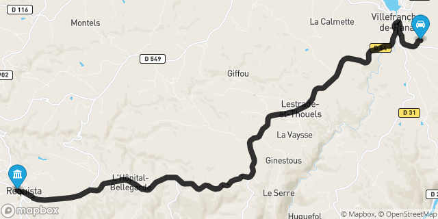 Itinéraire vers Réquista