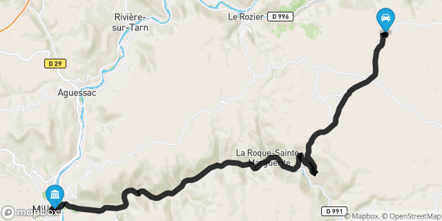 Itinéraire vers Millau