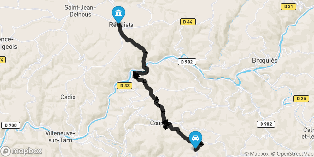 Itinéraire vers Réquista