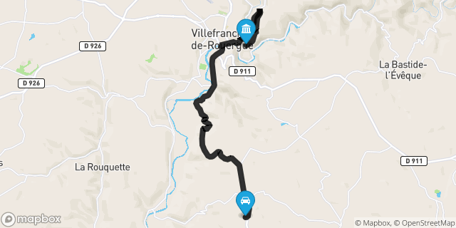 Itinéraire vers Villefranche-de-Rouergue