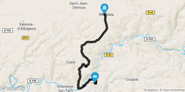 Itinéraire vers Réquista