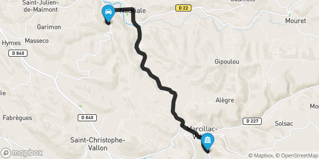 Itinéraire vers Marcillac-Vallon