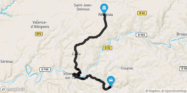 Itinéraire vers Réquista