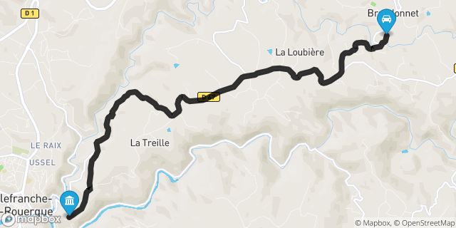 Itinéraire vers Villefranche-de-Rouergue