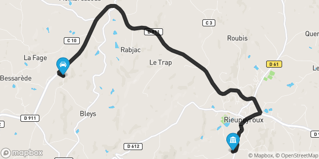 Itinéraire vers Rieupeyroux