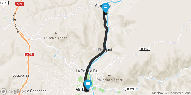 Itinéraire vers Millau