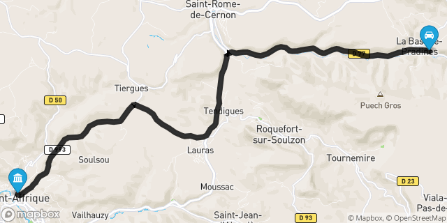 Itinéraire vers Saint-Affrique
