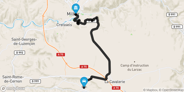 Itinéraire vers Millau