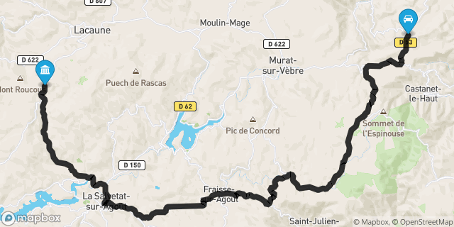 Itinéraire vers Lacaune