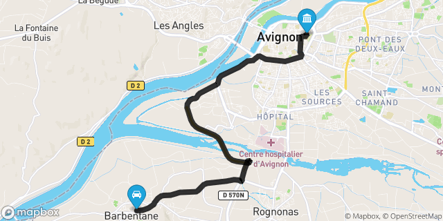 Itinéraire vers Avignon