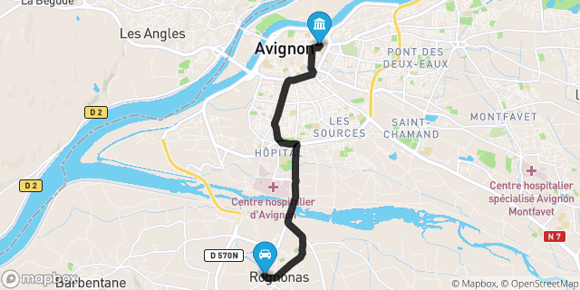 Itinéraire vers Avignon