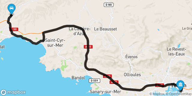 Itinéraire vers Toulon